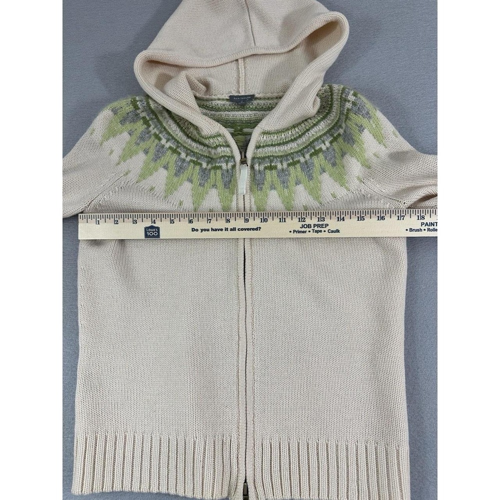 VTG Ann Taylor Womens M Merino Wool Angora Rabbit Hair Full Zip Fair Isle Hoodie - Picture 3 of 8